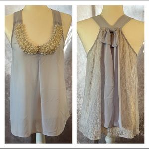 Lulumari Pale purple dress tank with pearl embellishments